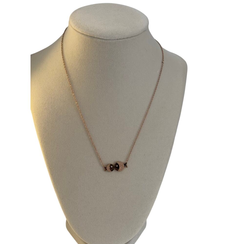 Rose Gold Yin Yang Fish Necklace Crystal Pendant Minimalist Women Jewelry - Picture 6 of 6